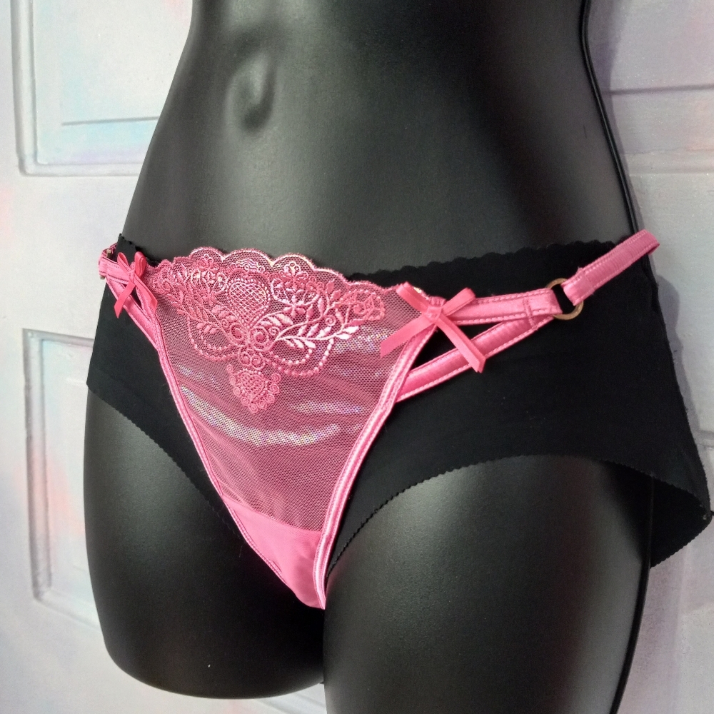 Honey Birdette luxury lingerie panty & suspender-Natalie wild pink! Shimmery sex - Picture 12 of 16